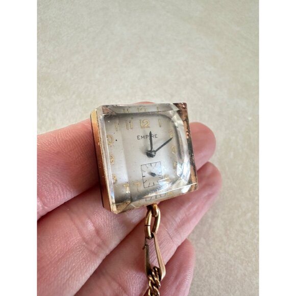 Antique Art Deco Seiko Empire 12kt gold filled Manual square timepiece necklace - Picture 4 of 12